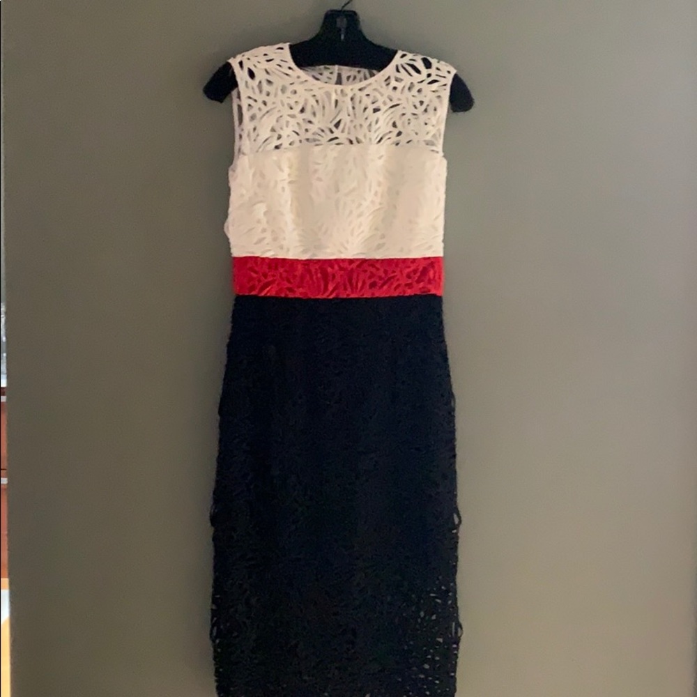 Milly Red, White, and Black Lace Dress